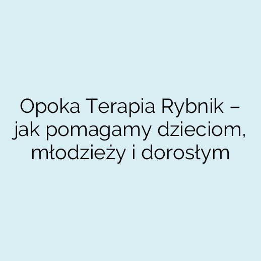 Opoka Terapia Rybnik – jak pomagamy dzieciom, młodzieży i dorosłym